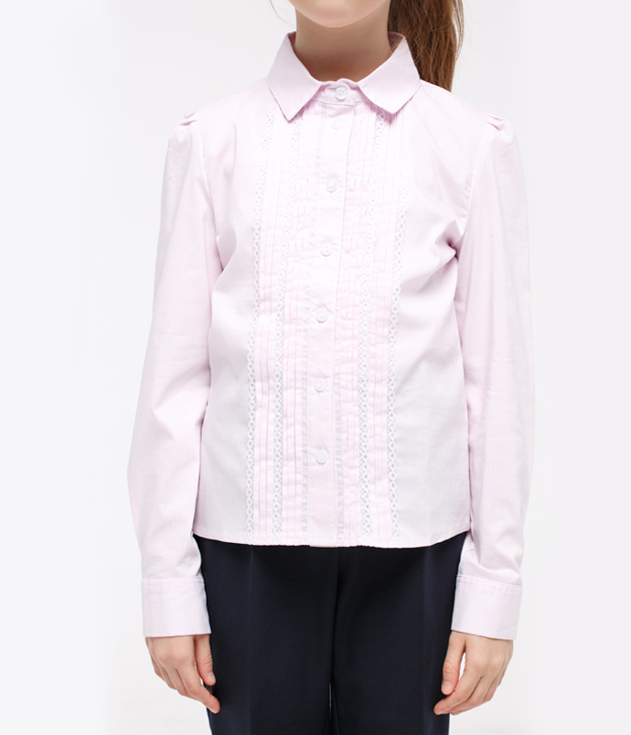 Розовая блузка в полоску с длинным рукавом