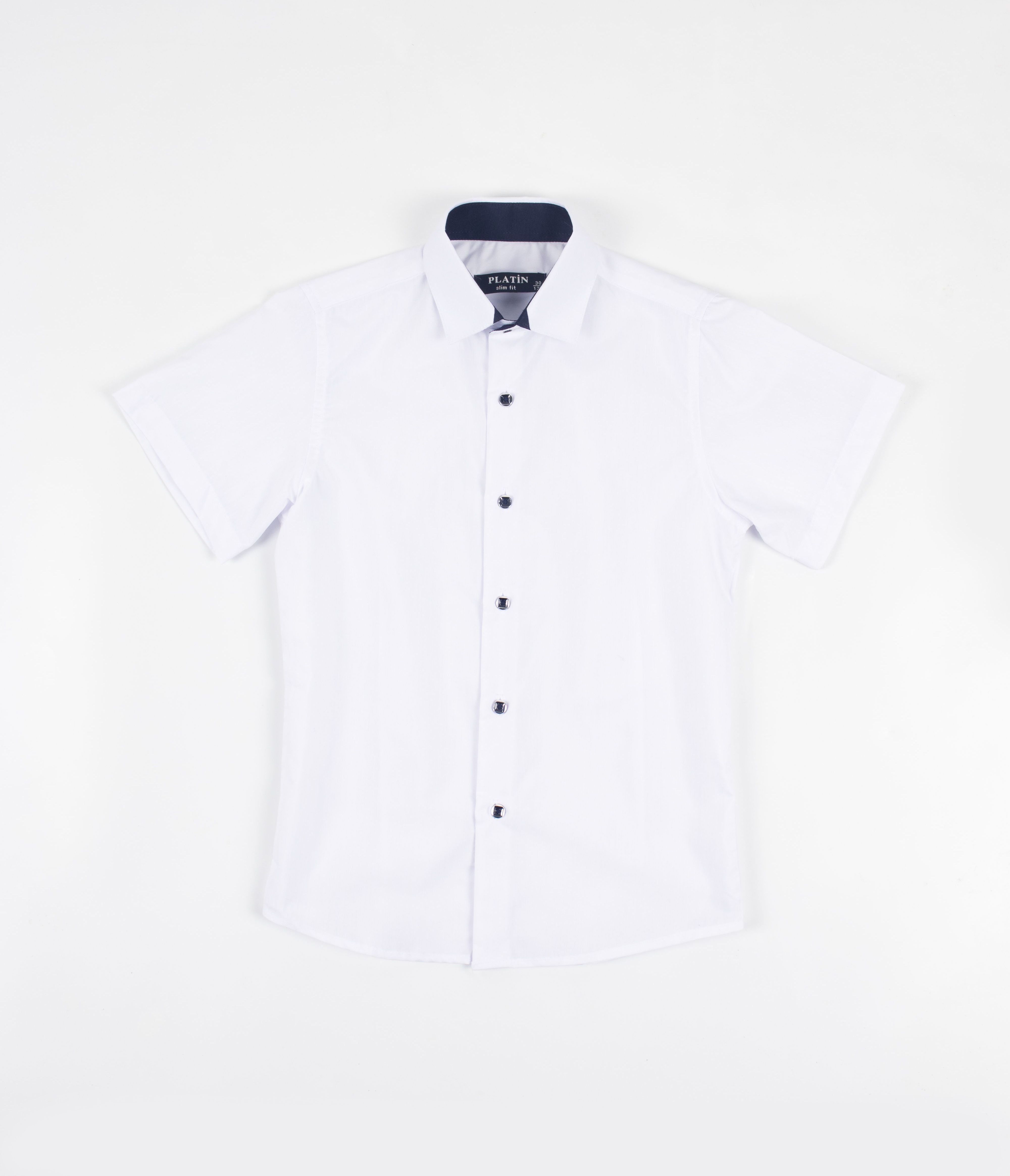 Белая комбинированная рубашка
