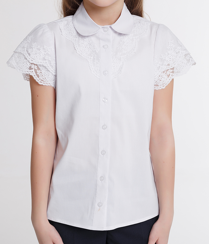 Блузка белая с двойным гипюровым рукавом