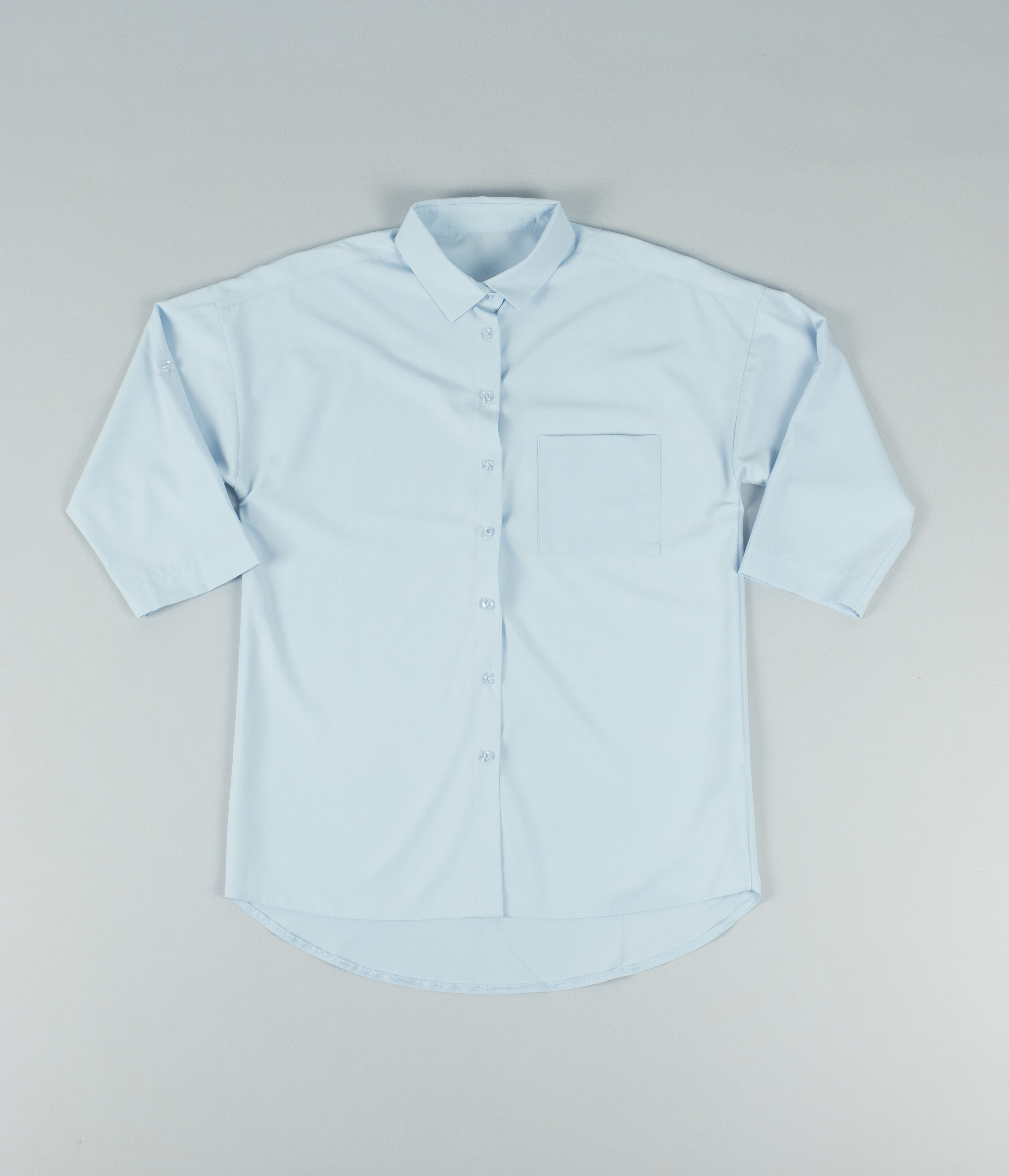Голубая блузка с рукавом 3/4 oversize