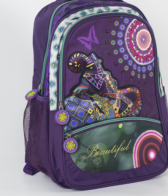Фиолетовый рюкзак с рисунком