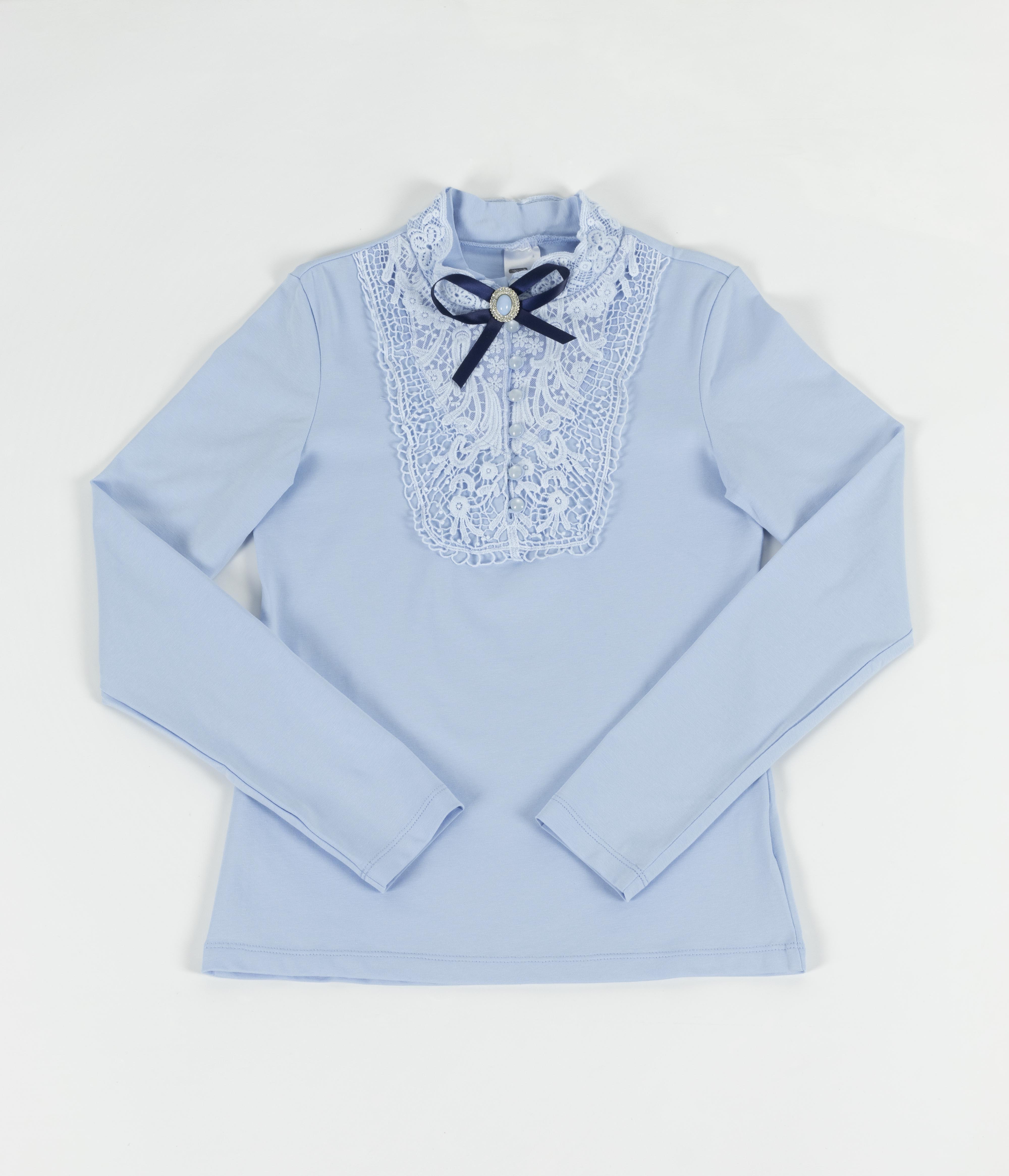 Трикотажная голубая блузка