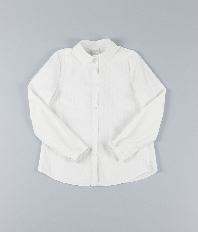 Белая блузка с принтом и со съёмной брошью