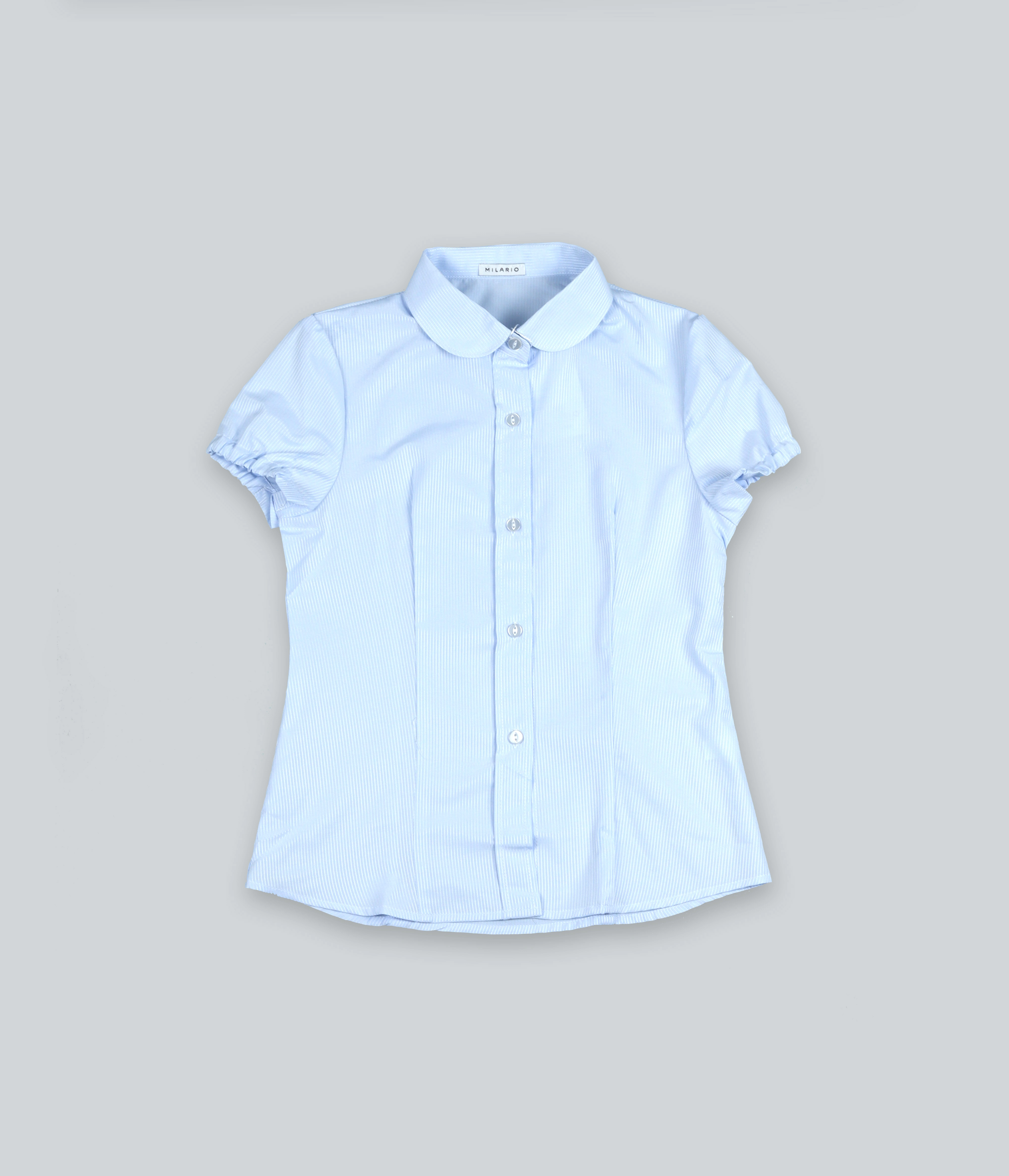Голубая блузка в полоску с короткими рукавами MILARIO