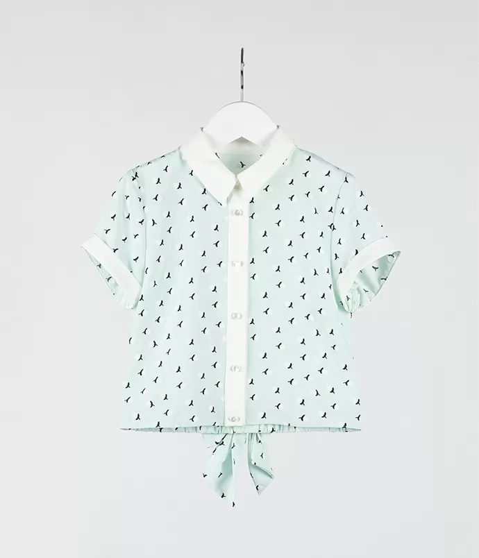 Мятная блузка с принтом