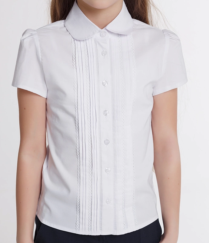 Классическая белая блузка с коротким рукавом