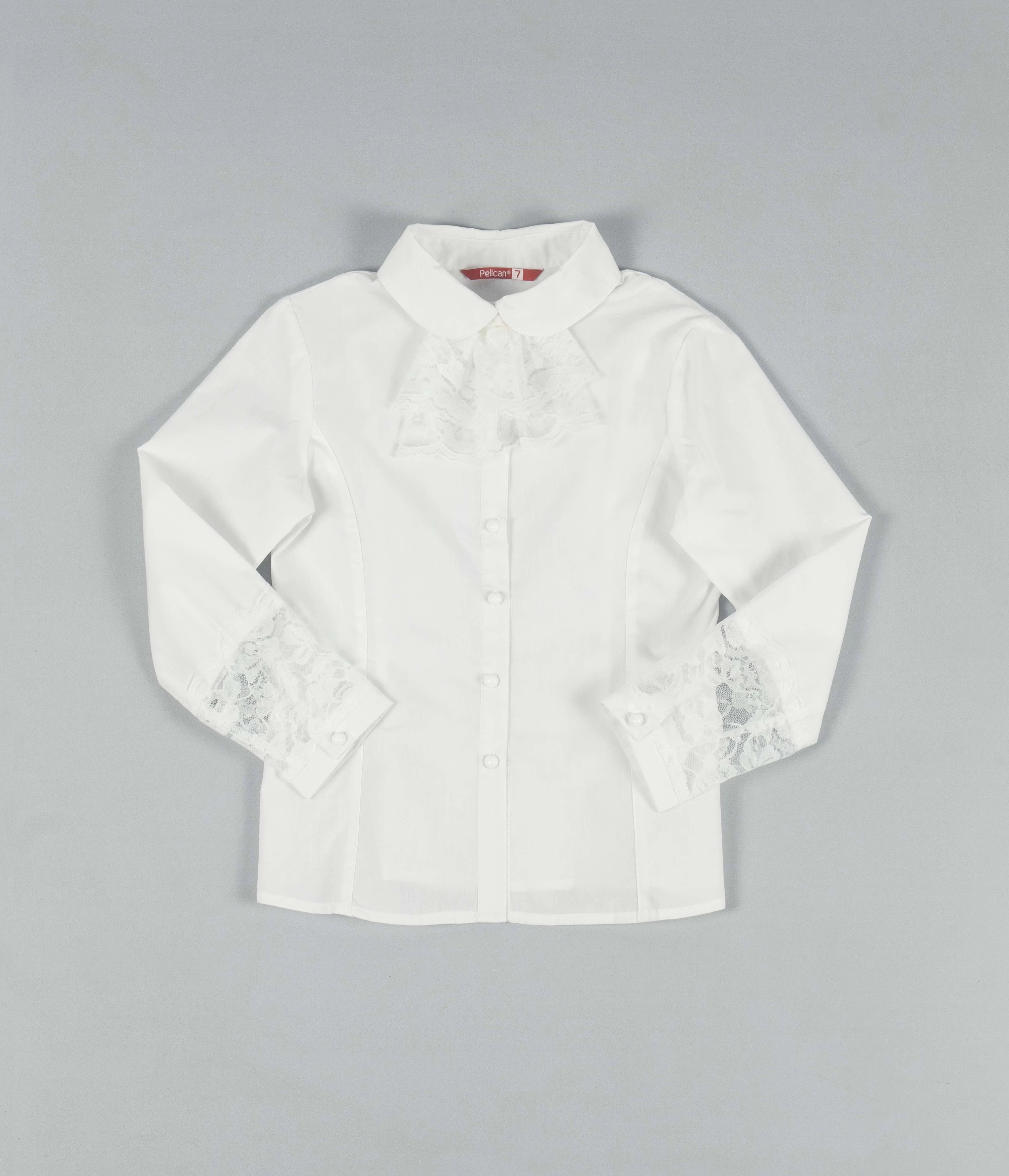 Белая блузка с кружевным жабо